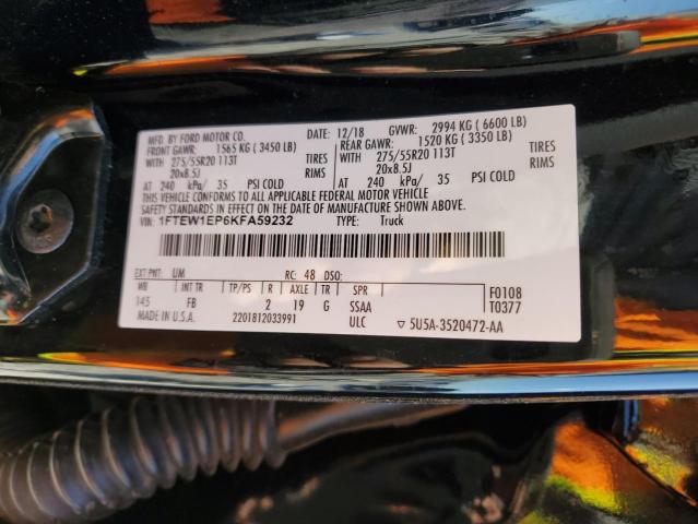 2019 Ford F150 Supercrew VIN: 1FTEW1EP6KFA59232 Lot: 51780004