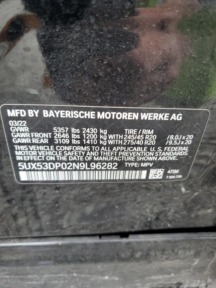 5UX53DP02N9L96282 2022 BMW X3 xDrive30I