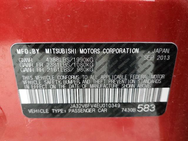 2014 Mitsubishi Lancer Ralliart VIN: JA32V6FV4EU010349 Lot: 51156814