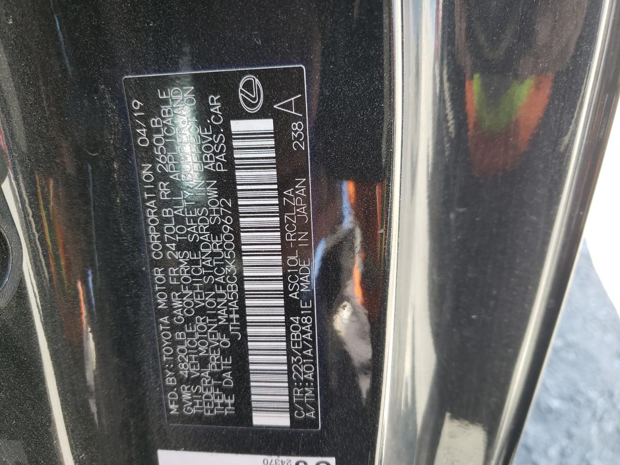 JTHHA5BC3K5009672 2019 Lexus Rc 300