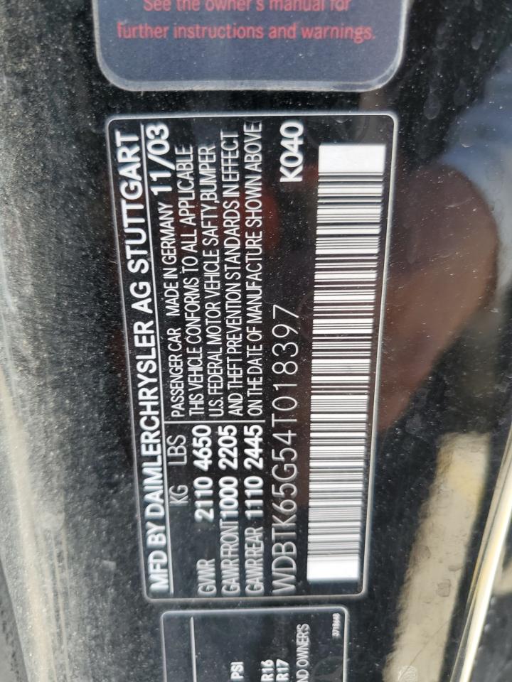 WDBTK65G54T018397 2004 Mercedes-Benz Clk 320