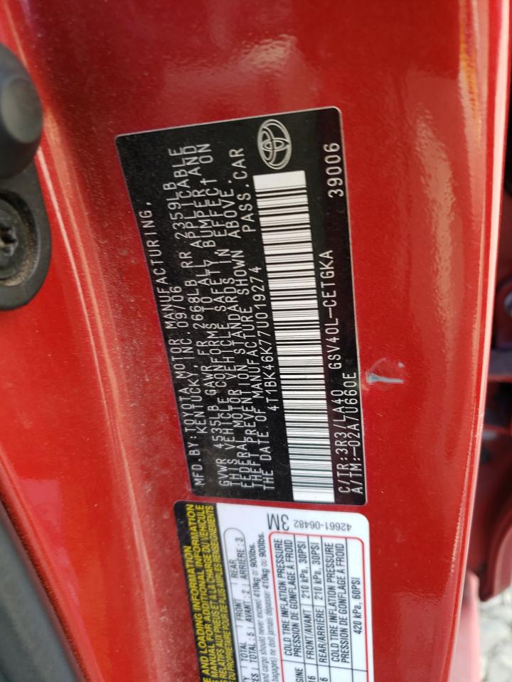 4T1BK46K77U019274 2007 Toyota Camry Le