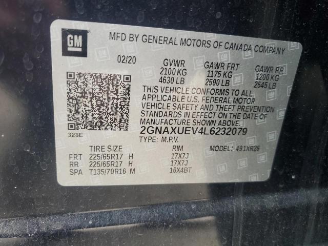 2020 Chevrolet Equinox Lt VIN: 2GNAXUEV4L6232079 Lot: 50567314