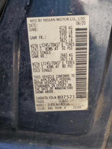 2020 Nissan Nv 2500 S VIN: 1N6BF0LY0LN807521 Lot: 49701734