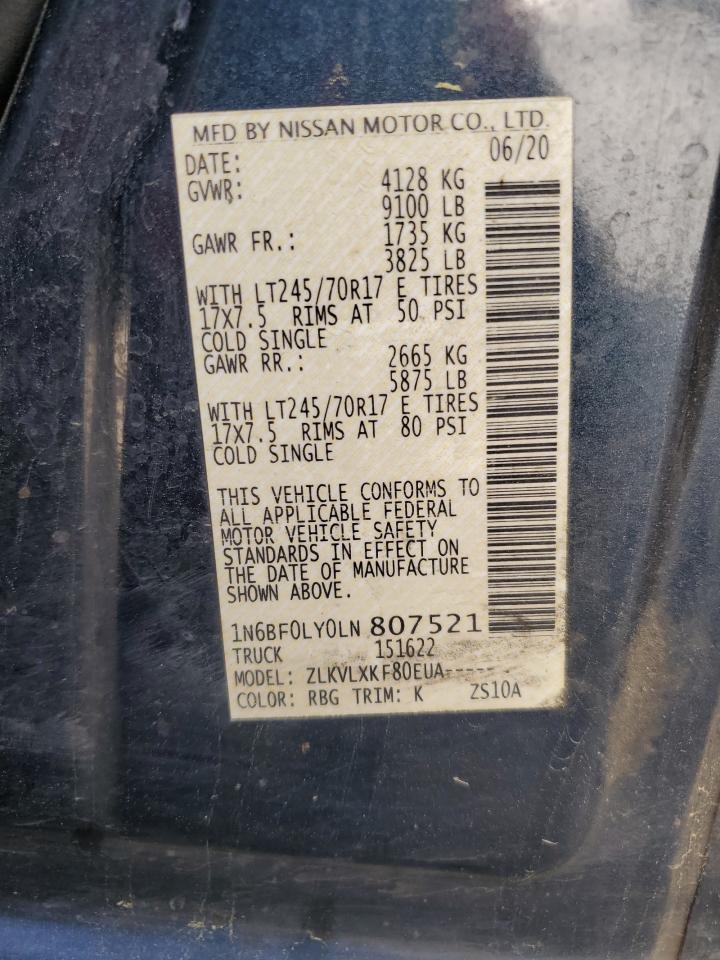 1N6BF0LY0LN807521 2020 Nissan Nv 2500 S