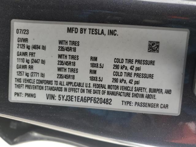 2023 Tesla Model 3 VIN: 5YJ3E1EA6PF620482 Lot: 51012164