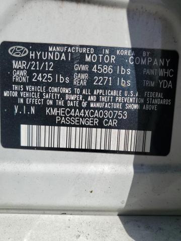 2012 Hyundai Sonata Hybrid VIN: KMHEC4A4XCA030753 Lot: 49186304