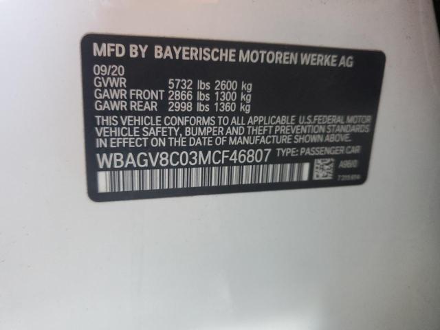 2021 BMW M850Xi VIN: WBAGV8C03MCF46807 Lot: 51750714