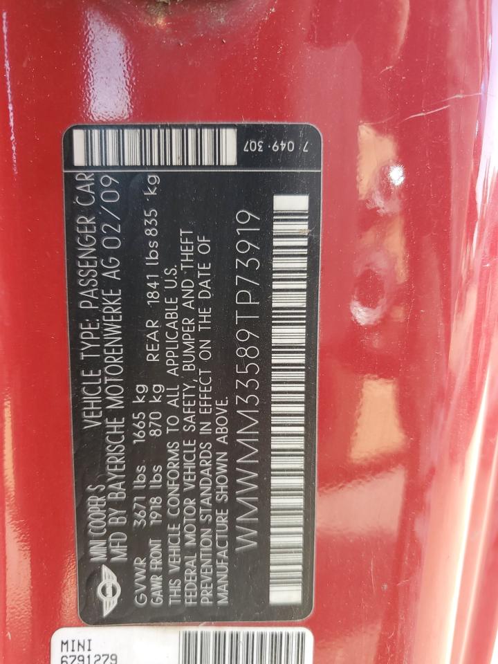 WMWMM33589TP73919 2009 Mini Cooper S Clubman