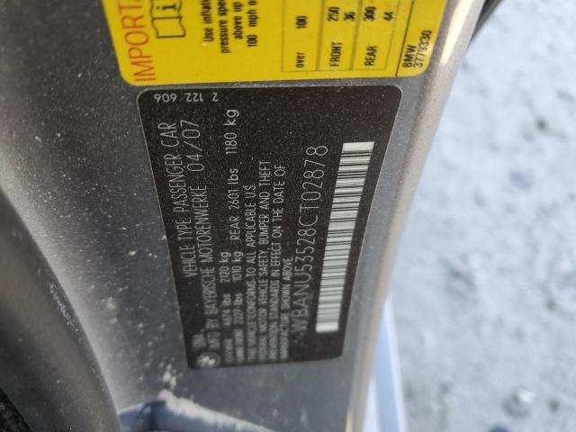 2008 BMW 528 I VIN: WBANU53528CT02878 Lot: 49266614