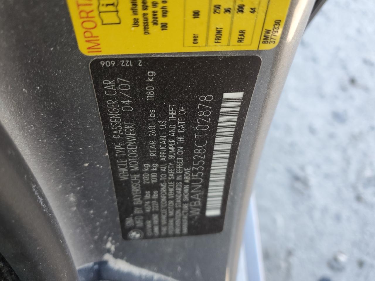 WBANU53528CT02878 2008 BMW 528 I