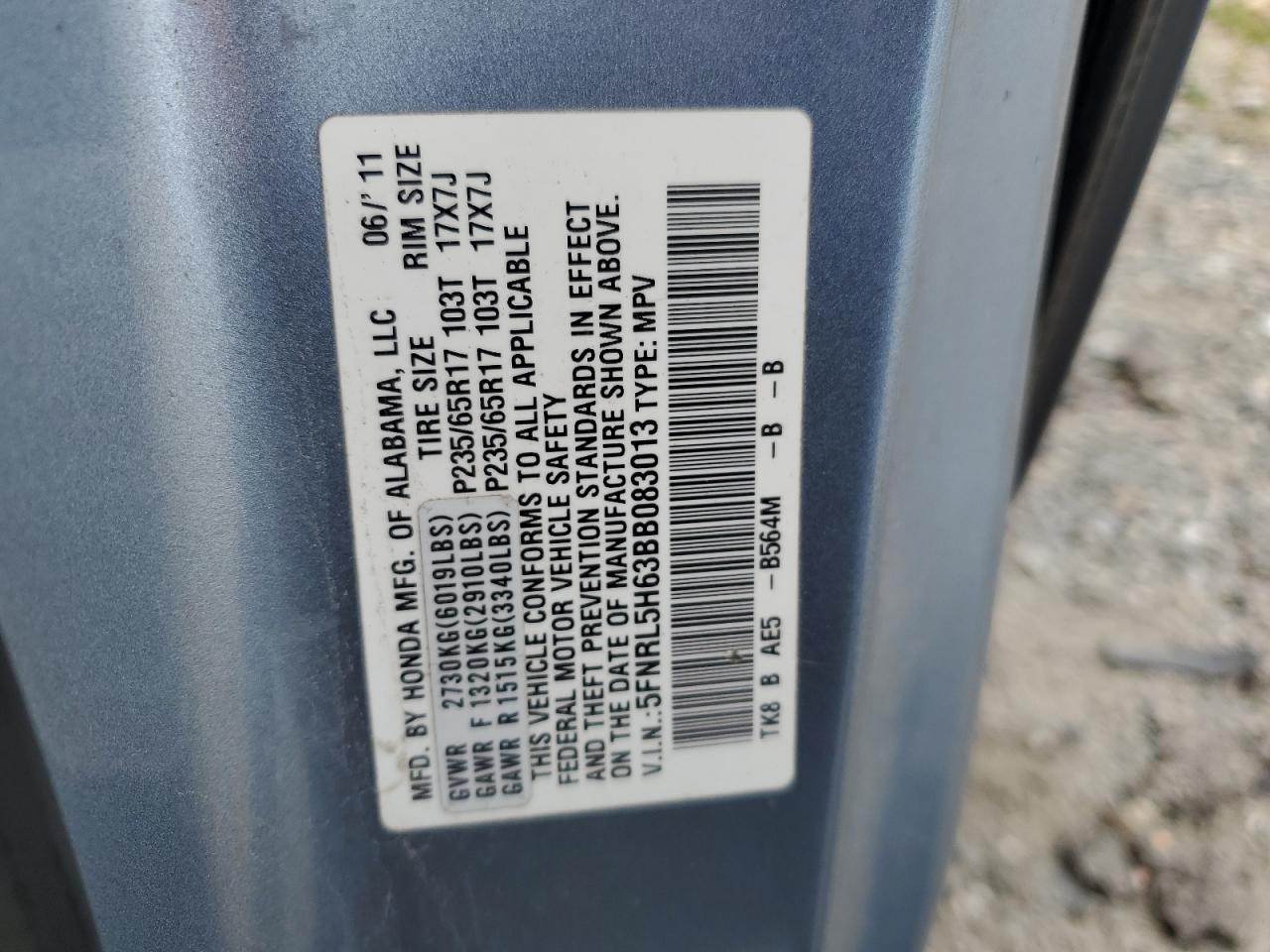 5FNRL5H63BB083013 2011 Honda Odyssey Exl