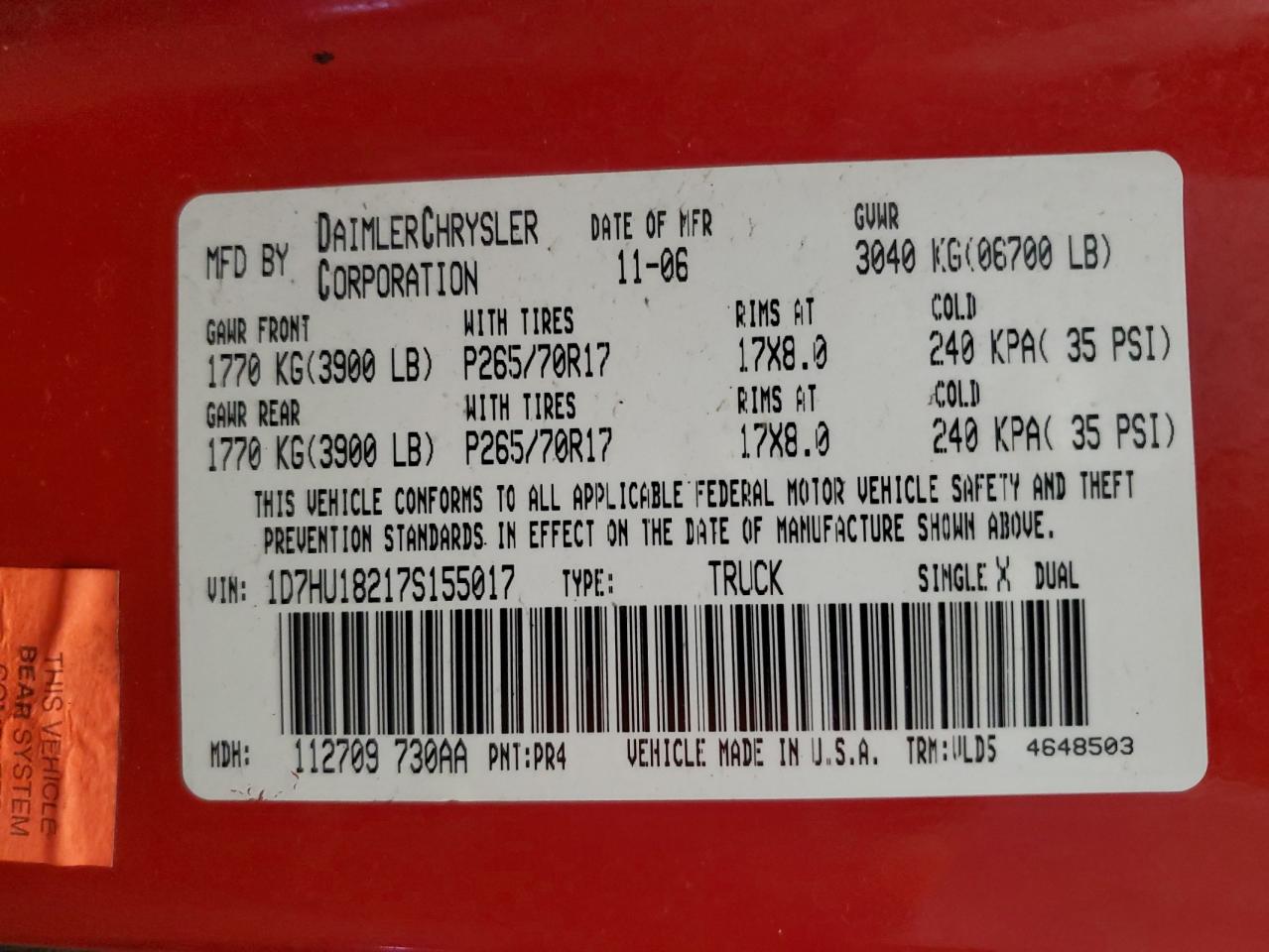 1D7HU18217S155017 2007 Dodge Ram 1500 St