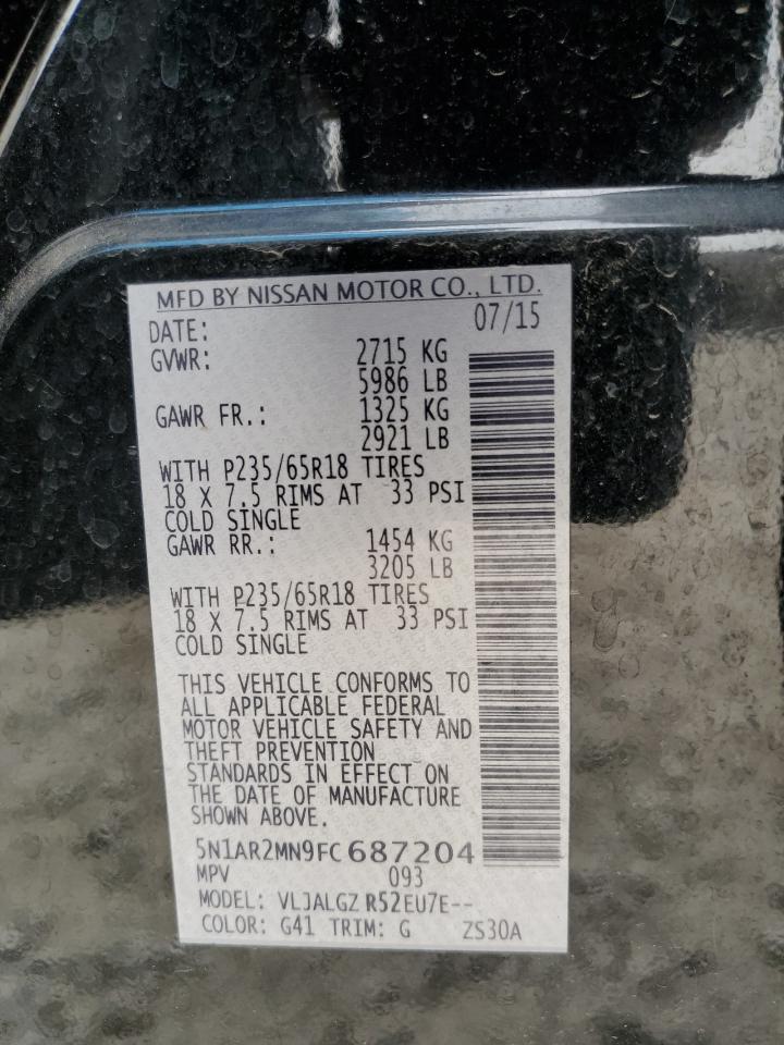 5N1AR2MN9FC687204 2015 Nissan Pathfinder S