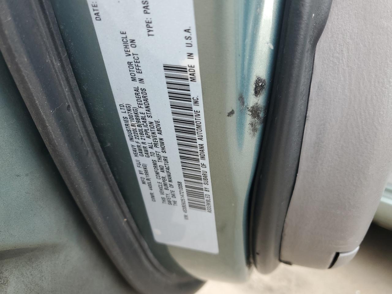 4S3BE625147210058 2004 Subaru Legacy L Special