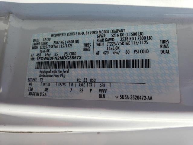 2021 Ford E-350 Cutaway VIN: 1FDWE3FN2MDC38572 Lot: 43387550