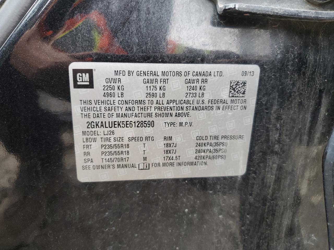 2GKALUEK5E6128590 2014 GMC Terrain Denali