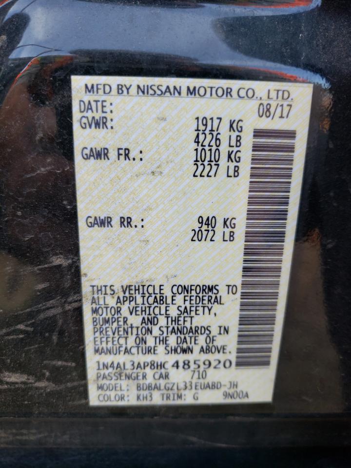 VIN: 1N4AL3AP8HC485920 2017 NISSAN ALTIMA