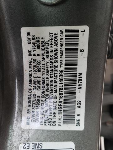 2006 Honda Civic Ex VIN: 1HGFA16876L146396 Lot: 49646964