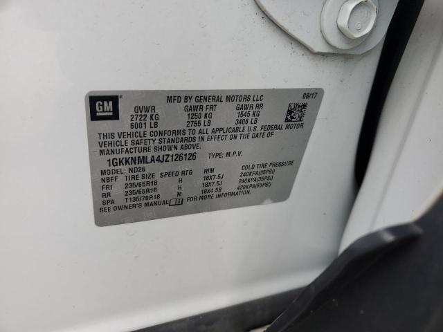 2018 GMC Acadia Slt-1 VIN: 1GKKNMLA4JZ126126 Lot: 51237084