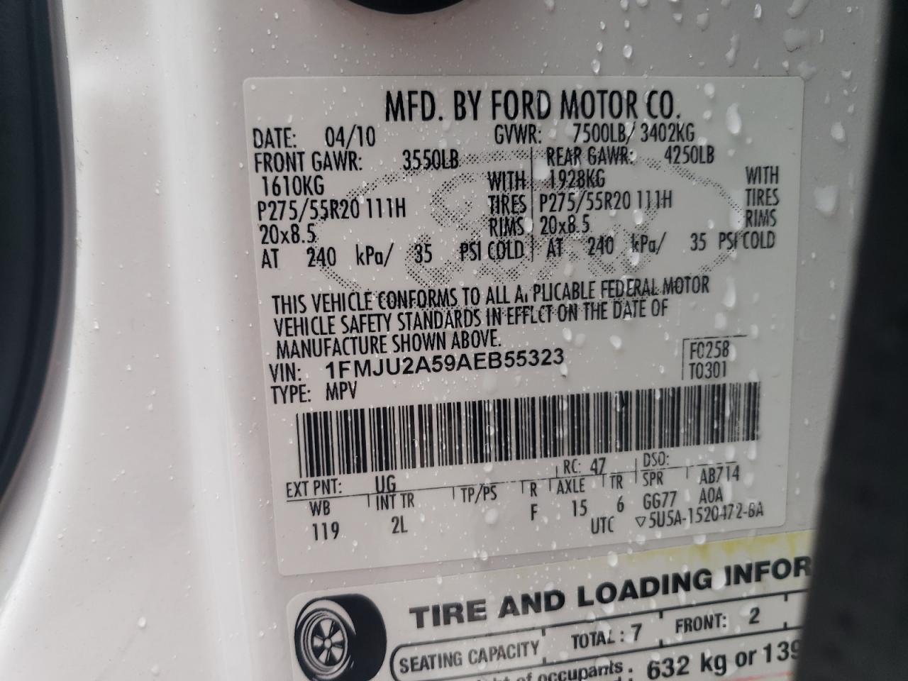 1FMJU2A59AEB55323 2010 Ford Expedition Limited