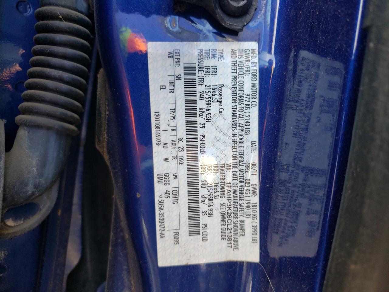 1FAHP3K26CL213817 2012 Ford Focus Se