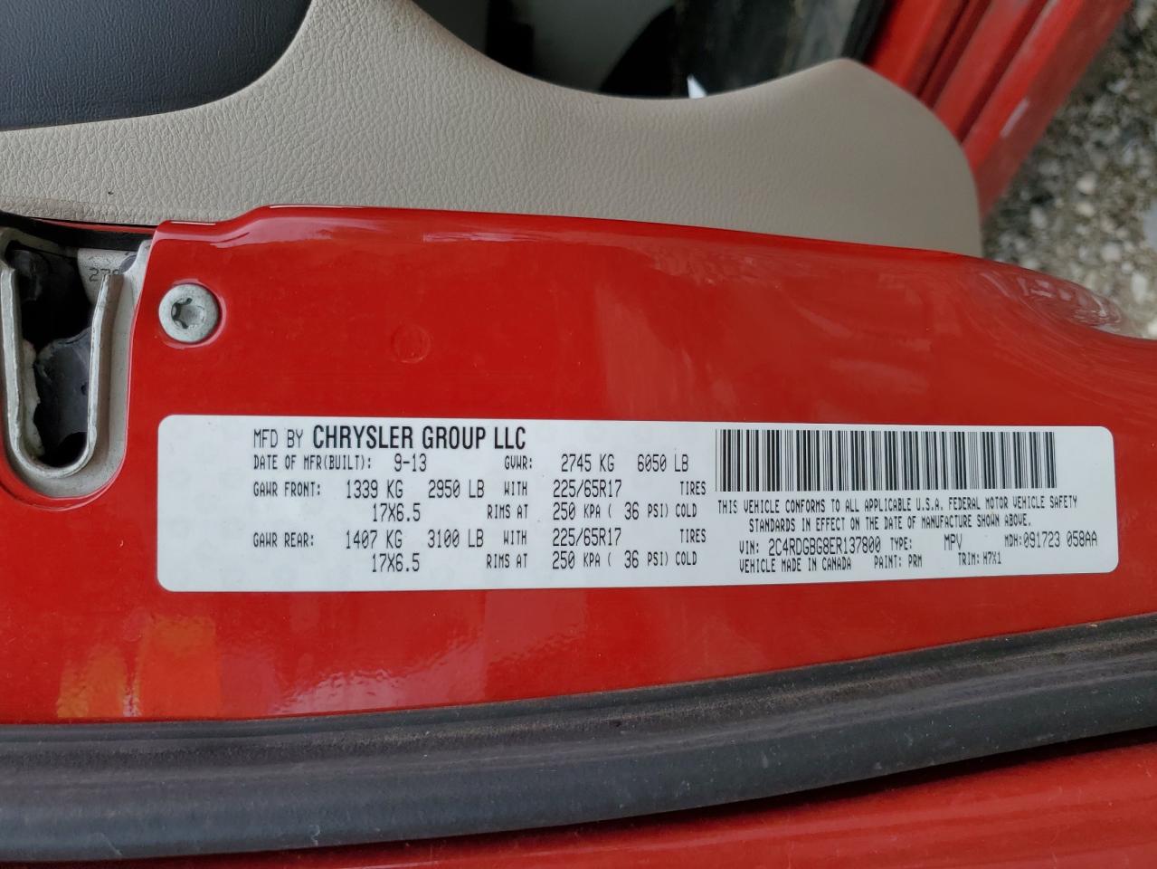 2C4RDGBG8ER137800 2014 Dodge Grand Caravan Se