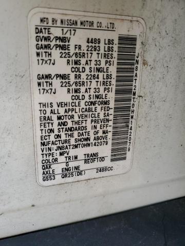 2017 Nissan Rogue S VIN: JN8AT2MT0HW142079 Lot: 50470604