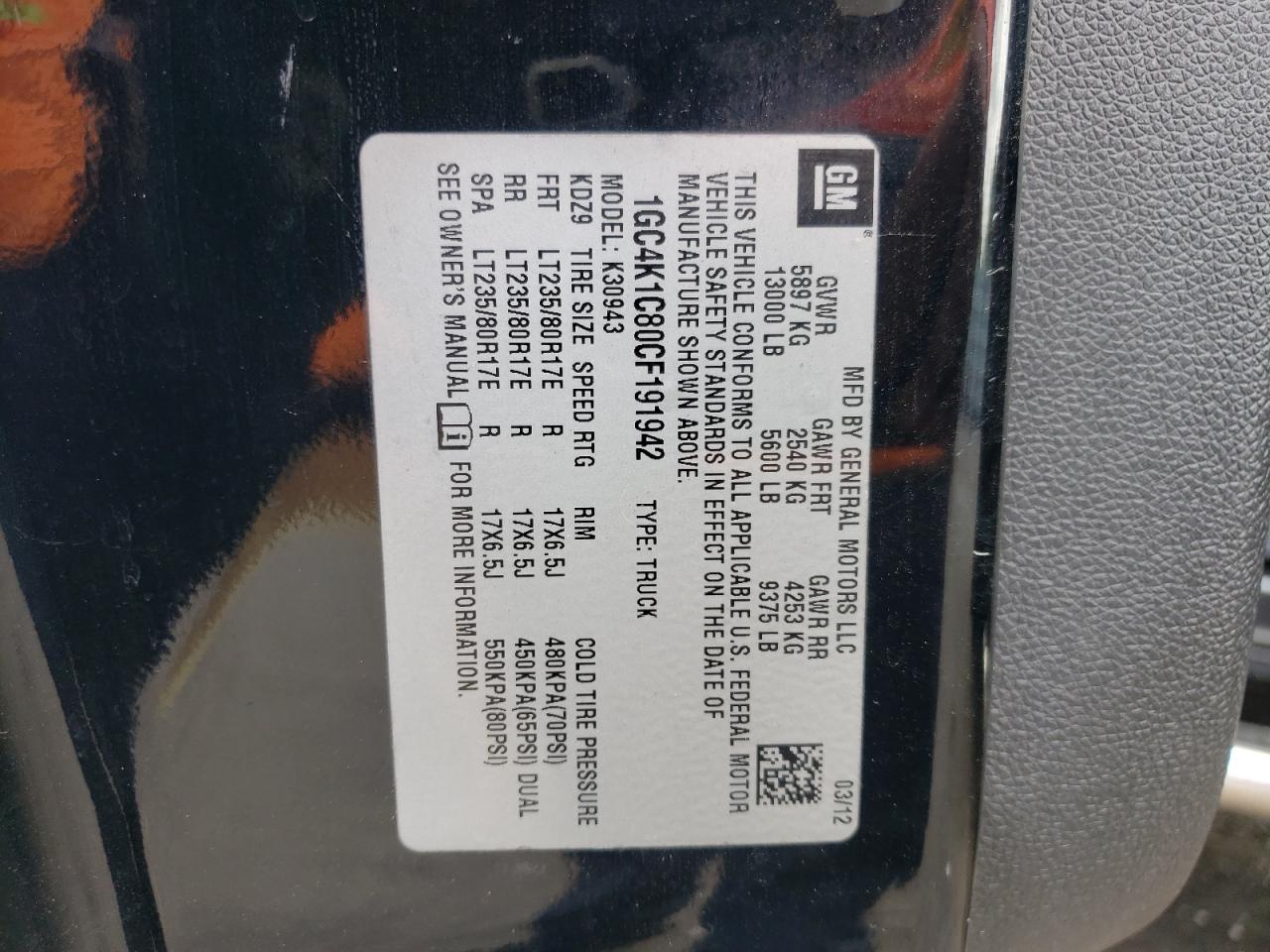 1GC4K1C80CF191942 2012 Chevrolet Silverado K3500 Ltz