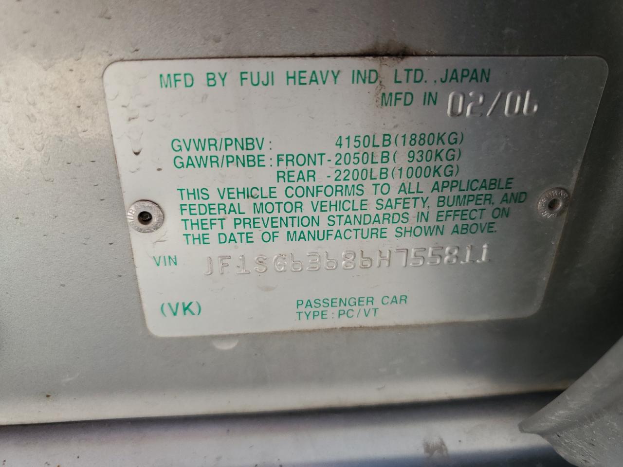 JF1SG63686H755811 2006 Subaru Forester 2.5X