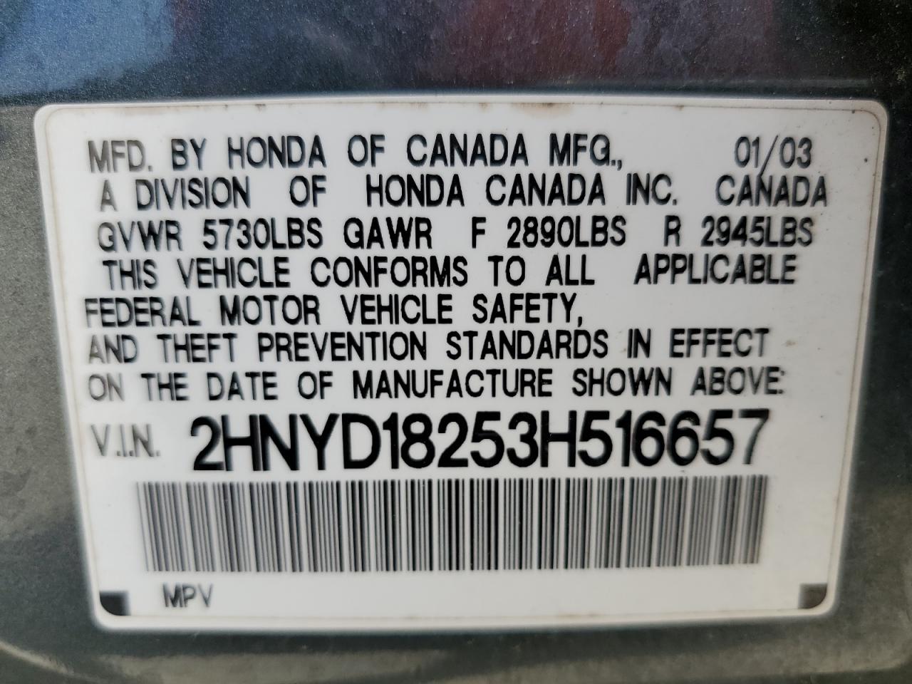 2HNYD18253H516657 2003 Acura Mdx