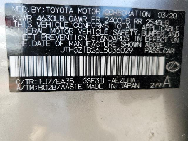 2020 Lexus Is 350 F-Sport VIN: JTHGZ1B26L5036029 Lot: 52660364