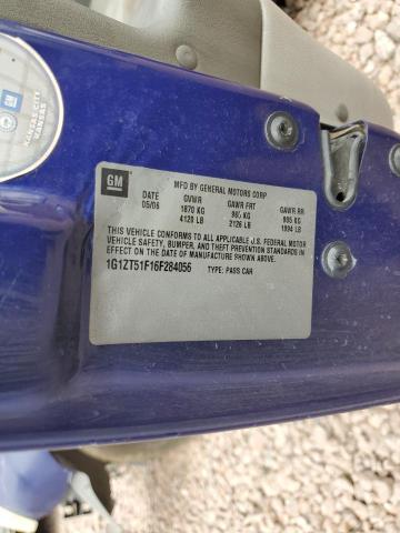 2006 Chevrolet Malibu Lt VIN: 1G1ZT51F16F284056 Lot: 51623814