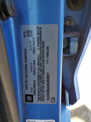 2016 Chevrolet Spark 1Lt VIN: KL8CD6SA3GC636617 Lot: 50786744