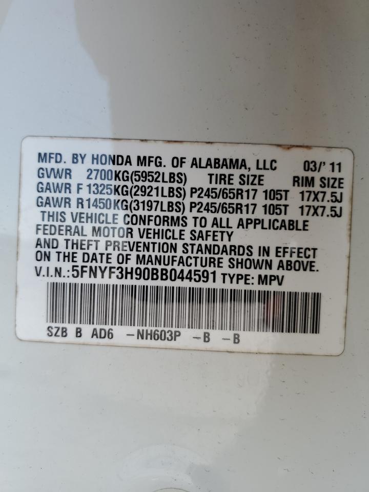 5FNYF3H90BB044591 2011 Honda Pilot Touring