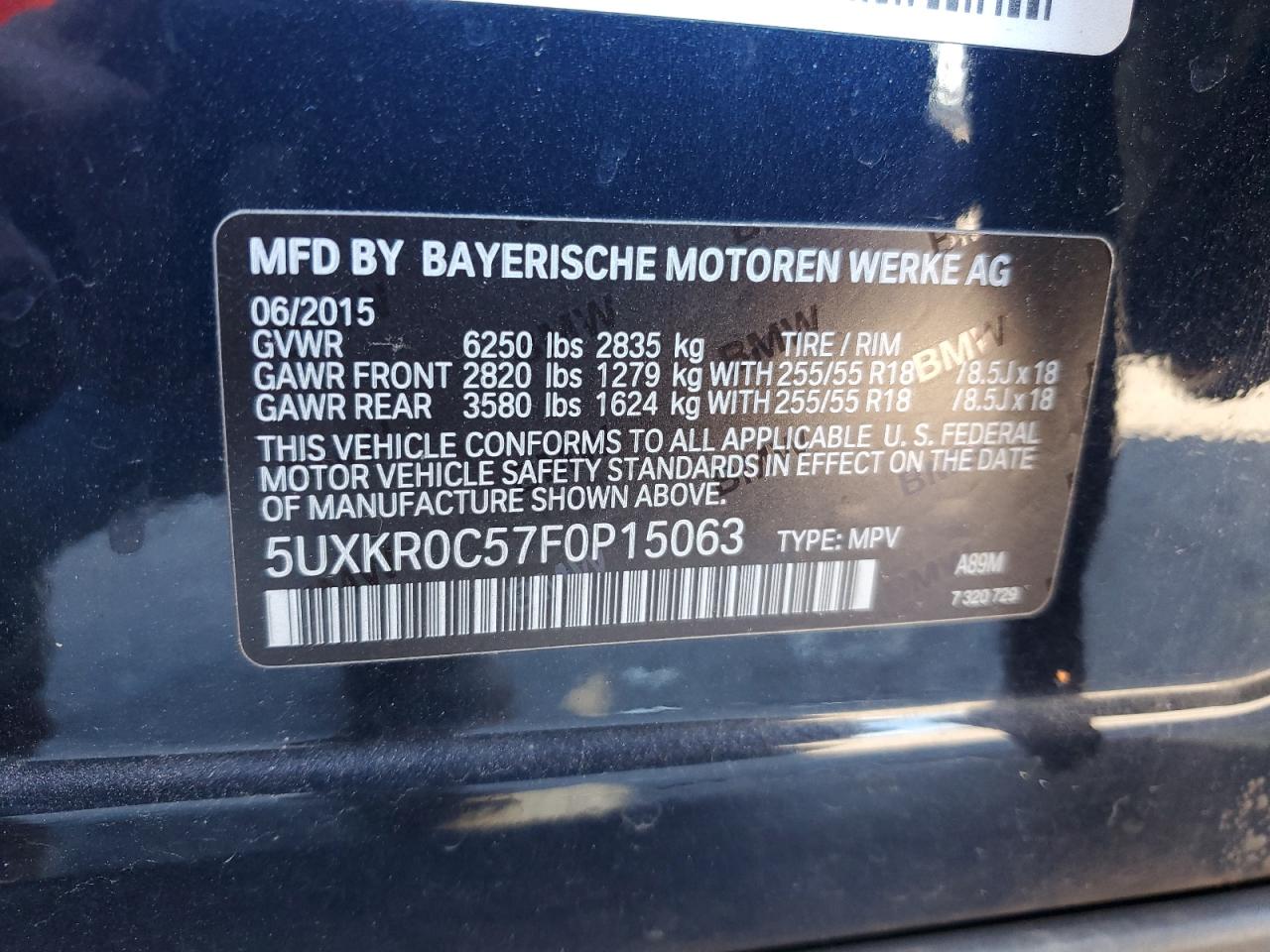 Lot #2459325634 2015 BMW X5 XDRIVE3