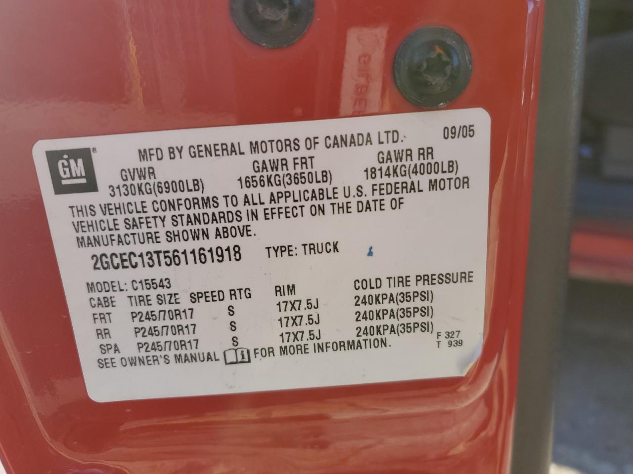 2GCEC13T561161918 2006 Chevrolet Silverado C1500