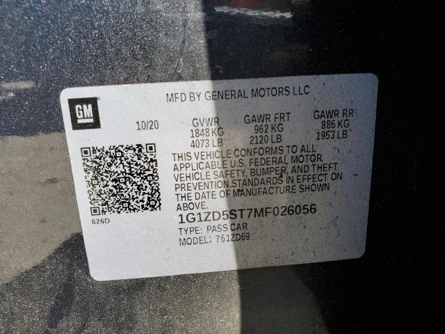 Auction sale of the 2021 CHEVROLET MALIBU , vin: 1G1ZD5ST7MF026056, lot number: 49969854