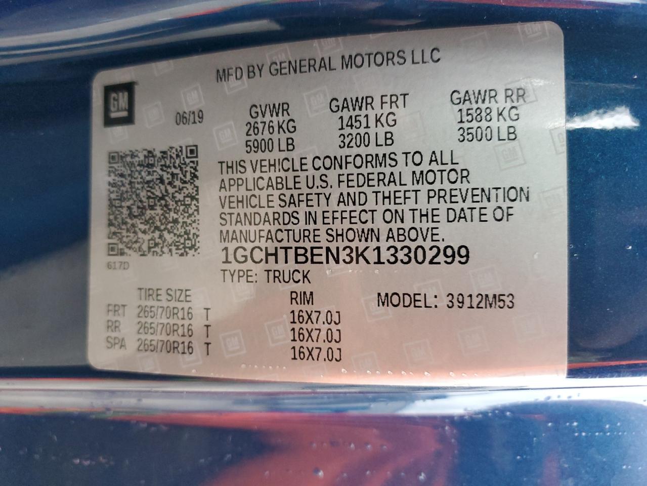 2019 Chevrolet Colorado vin: 1GCHTBEN3K1330299