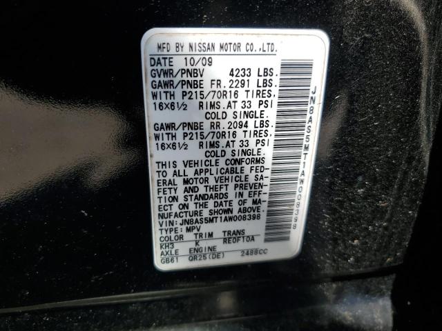 2010 Nissan Rogue S VIN: JN8AS5MT1AW008398 Lot: 50902964