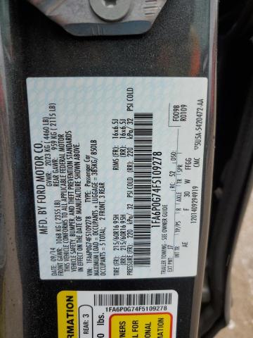 VIN 1FA6P0G74F5109278 2015 Ford Fusion, S no.12