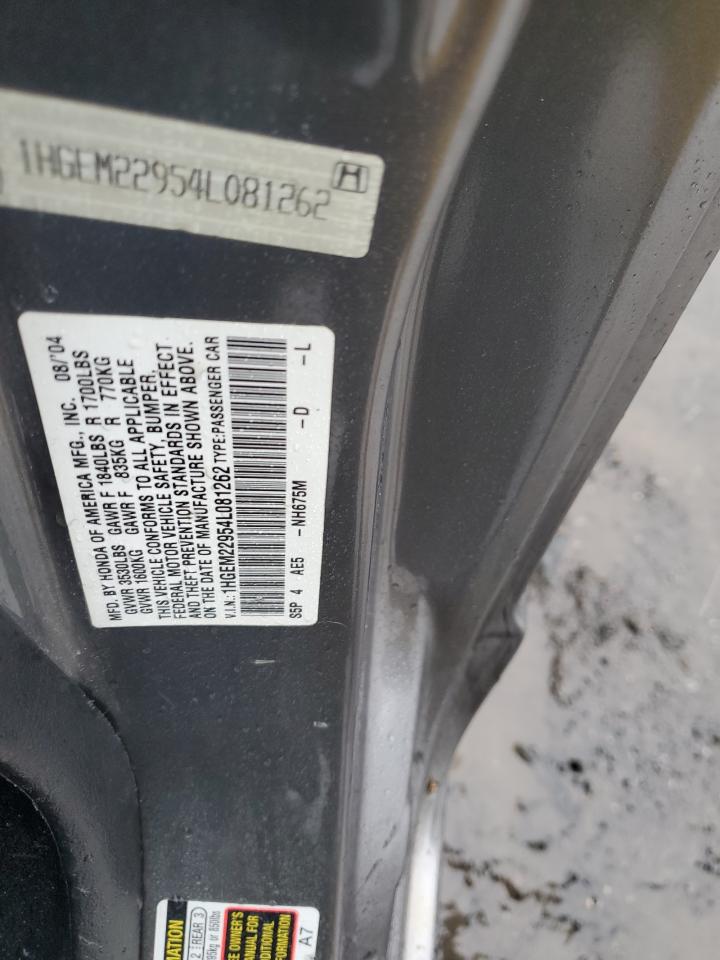 1HGEM22954L081262 2004 Honda Civic Ex