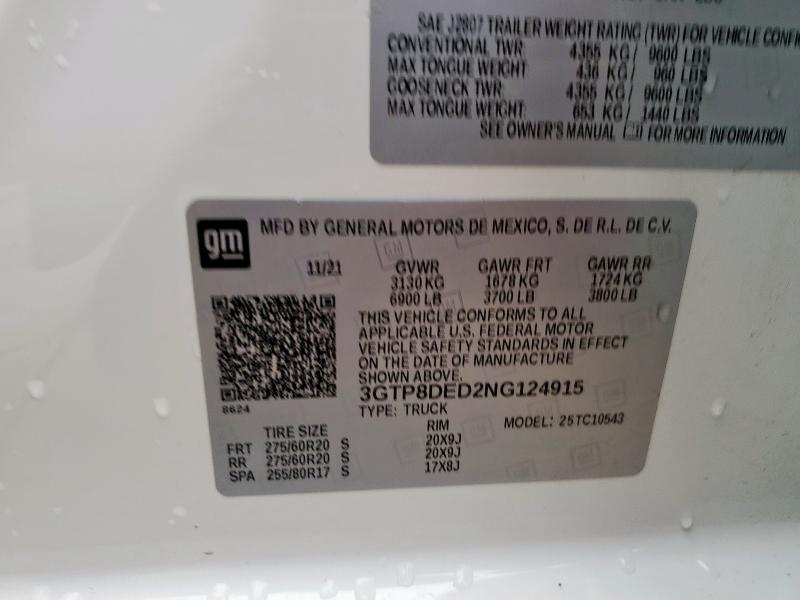 2022 GMC SIERRA LIM - 3GTP8DED2NG124915