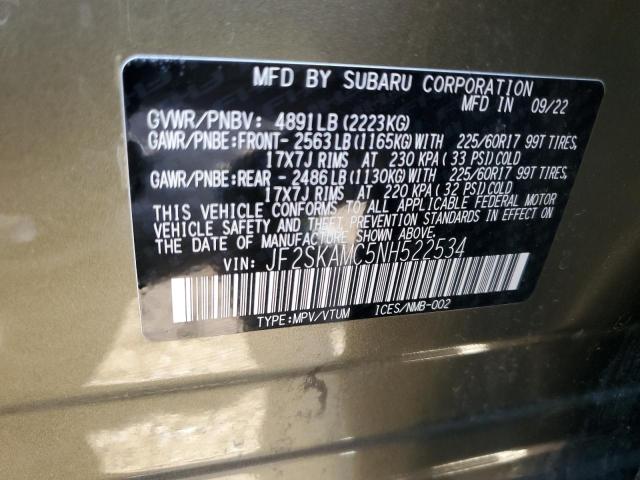 2022 SUBARU FORESTER W JF2SKAMC5NH522534