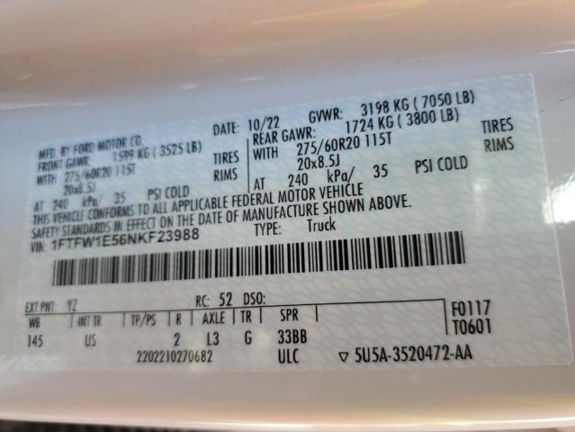 2022 FORD F150 SUPER - 1FTFW1E56NKF23988