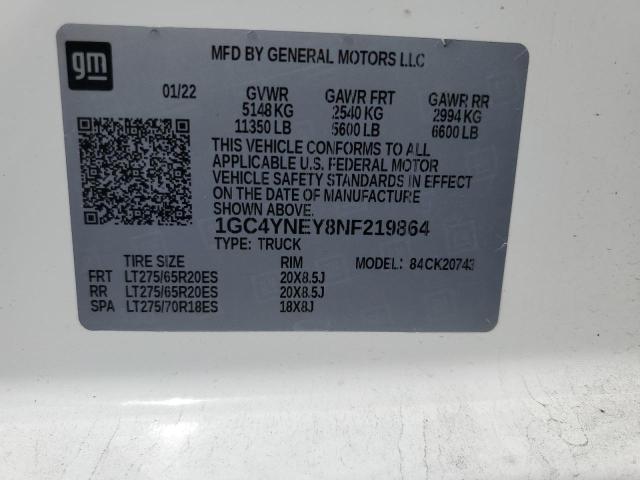 2022 CHEVROLET SILVERADO - 1GC4YNEY8NF219864