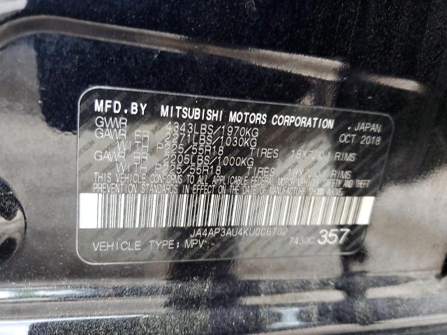 2019 MITSUBISHI OUTLANDER - JA4AP3AU4KU006702