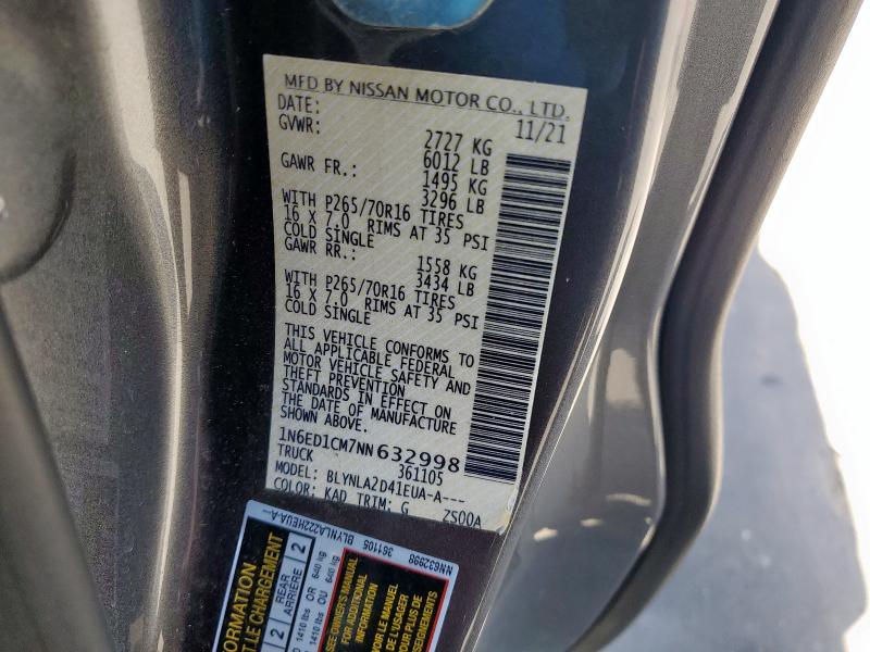 2022 NISSAN FRONTIER S - 1N6ED1CM7NN632998
