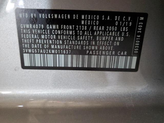 2019 VOLKSWAGEN GOLF S - 3VWG57AU2KM011637