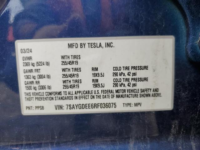 2024 TESLA MODEL Y - 7SAYGDEE6RF036075